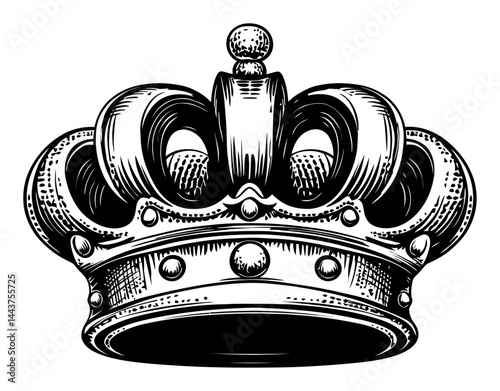 Vintage Hand-Drawn Engraving of a Royal Crown Illustration