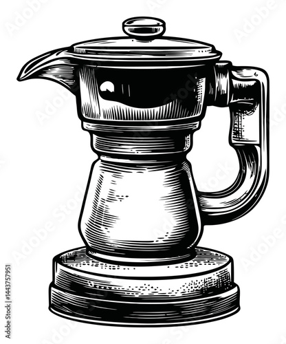 Vintage Hand-Drawn Engraving of Coffee Maker Kitchen Illustration