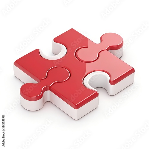 3D Red Puzzle Piece Icon for Problem Solving
