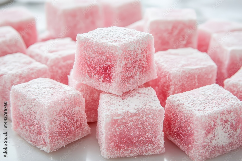 Assorted Turkish delight on white plate with clean background. AI generated illustration. Assorted Turkish delight on white plate with clean background. AI generated illustration.