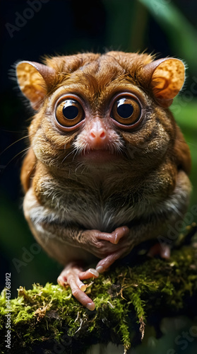 Obraz na płótnie Close up of pygmy Tarsier, nocturnal primate found in central Sulawesi, Indonesia, rare animal and wildlife w salonie