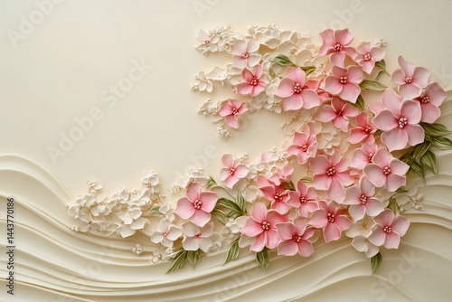 Wallpaper Mural Ornate floral design in soft pastels on a light background. Torontodigital.ca