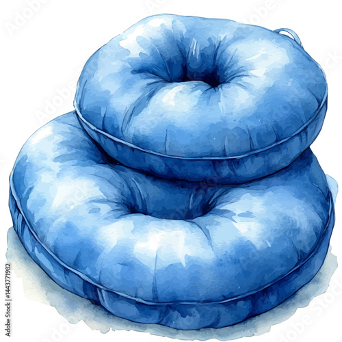 illustration of Neck Pillow And Sleep Mask, watercolor vector, isolated on a white background.