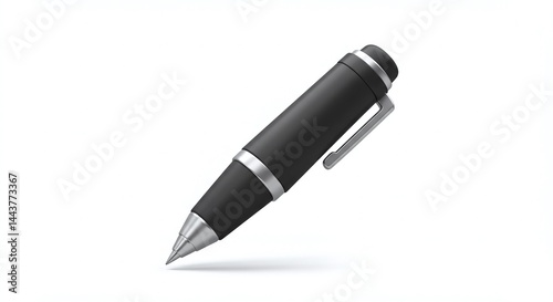 Black Ballpoint Pen on White Background