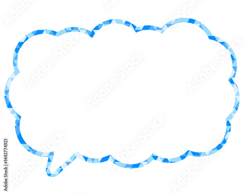 ステンドグラス風吹き出し　三角形模様　細長い雲形