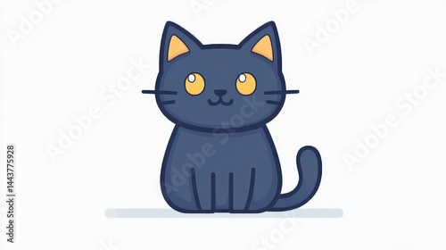 Adorable Cartoon Cat with Bright Eyes and Whiskers Perfect for Greeting Cards Childrens Book