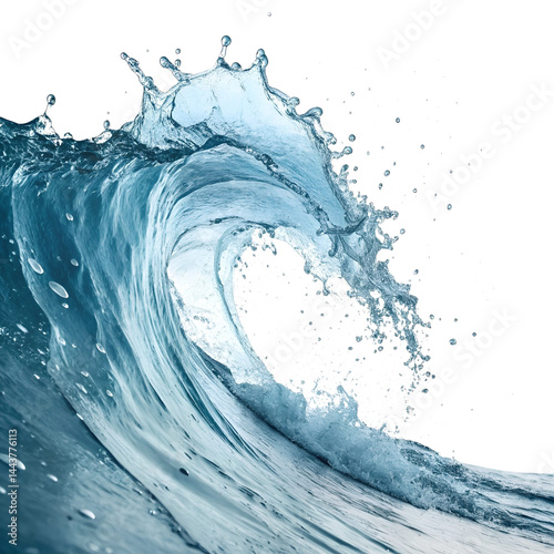  splash of water with dynamic wave motion, isolated on a white or transparent background
