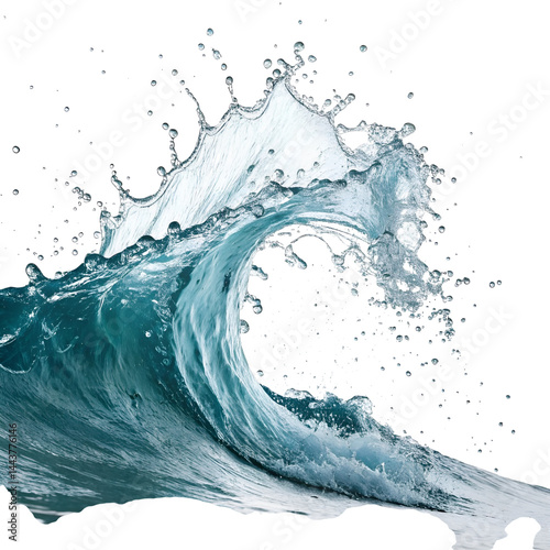  splash of water with dynamic wave motion, isolated on a white or transparent background