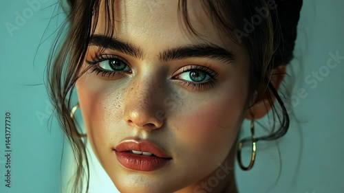 Captivating beauty captures the essence of serene elegance in a mesmerizing urban setting during golden hour Generative AI
