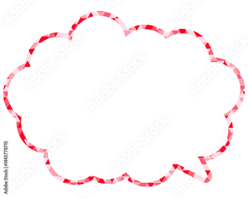 ステンドグラス風吹き出し　三角形模様　丸みのある雲形