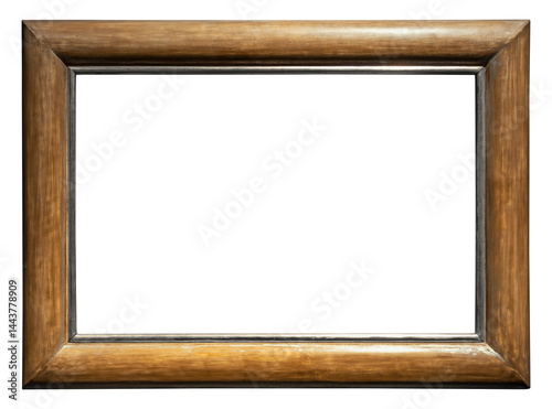 Obraz na płótnie Antique wooden picture frame with gilded parts on transparent background, png image w salonie