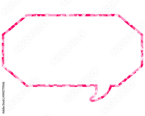 ステンドグラス風吹き出し　三角形模様　細長い八角形