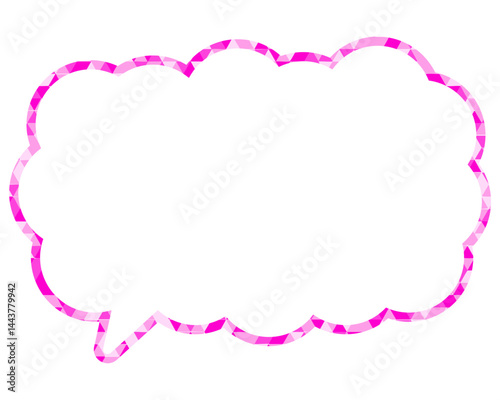 ステンドグラス風吹き出し　三角形模様　細長い雲形