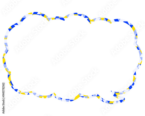 ステンドグラス風吹き出し　三角形模様　細長い雲形