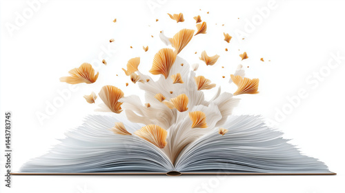 Open book with magic light.Al generated art illustration.