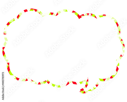 ステンドグラス風吹き出し　三角形模様　細長い雲形