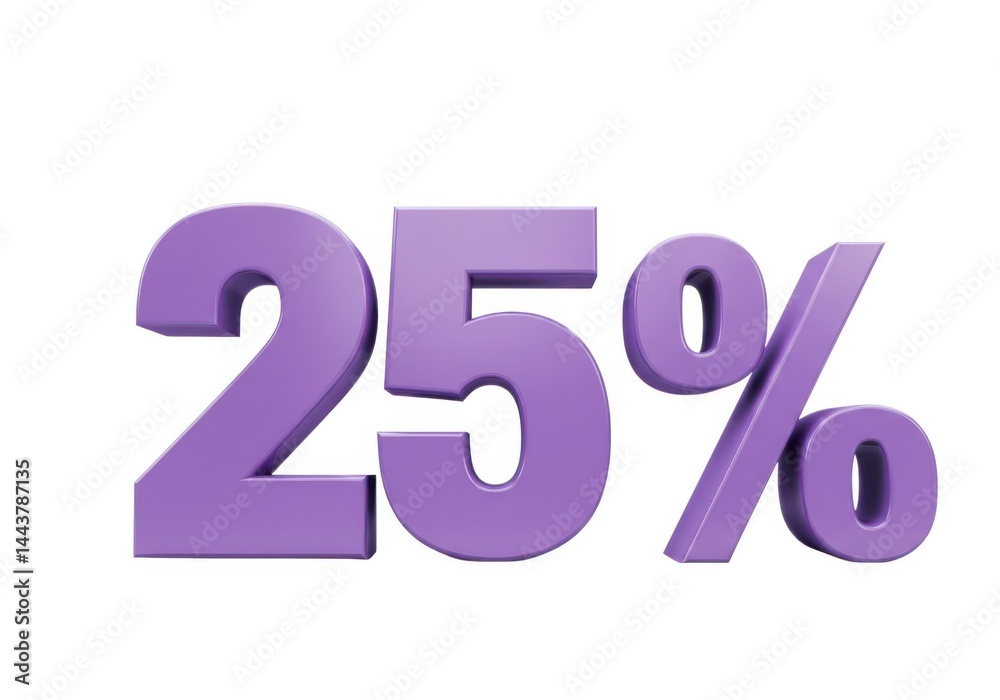 Twenty five percent off sale promotion discount purple isolated render Twenty five percent off sale promotion discount purple isolated render
