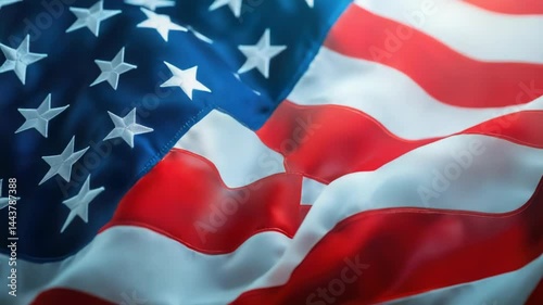 Large American flag with detailed fabric and stitching