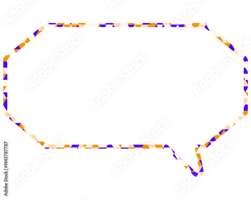 ステンドグラス風吹き出し　三角形模様　細長い八角形
