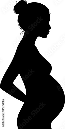 Pregnant woman icon black vector silhouette 