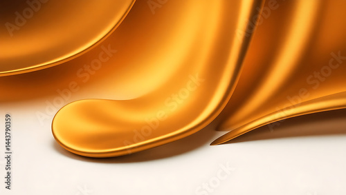 Elegant Gold Silk Texture: Vibrant Flowing Fabric with Smooth Curves and Glossy Luxury Pattern in Modern Fashion Design