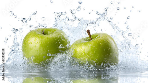Obraz na płótnie green apple splashing in fresh water isolated on white or transparent png
w salonie