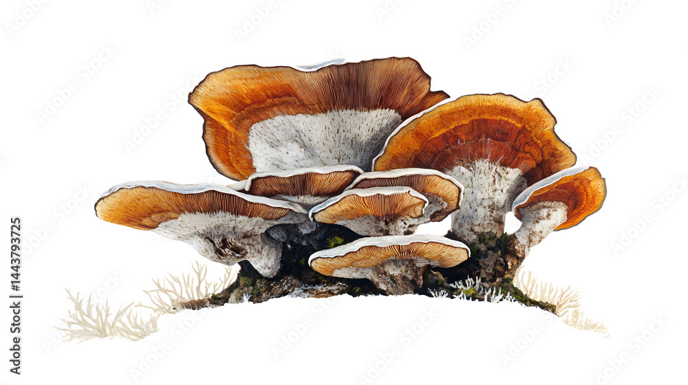 reishi mushroom isolated on white or transparent png