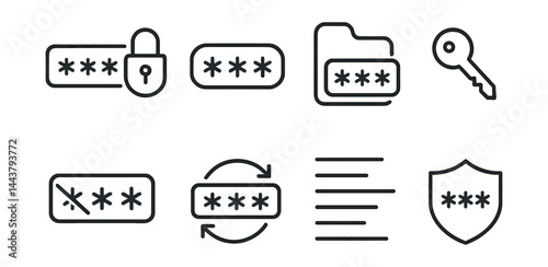 Set of icons for passwords and security