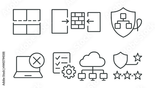 Series of icons for computer security and networking