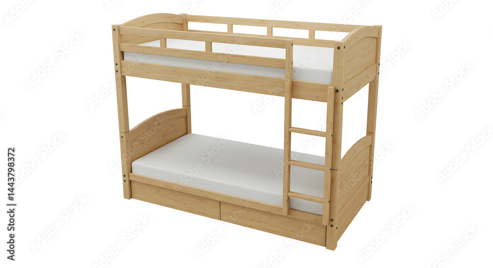 Wooden Bunk Bed isolated on white background Wooden Bunk Bed isolated on white background