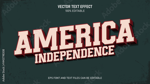 America 3d text retro vintage style editable text effect