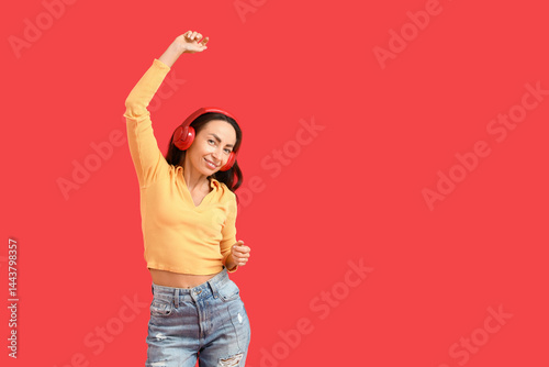 Happy middle-aged woman in ...
