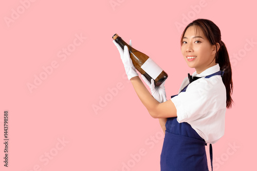 Smiling asian woman sommeli...