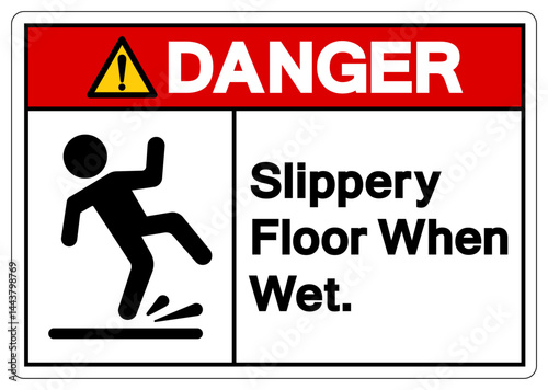 Danger Slippery Floor When Wet Symbol Sign,Vector Illustration, Isolate On White Background Label.EPS10