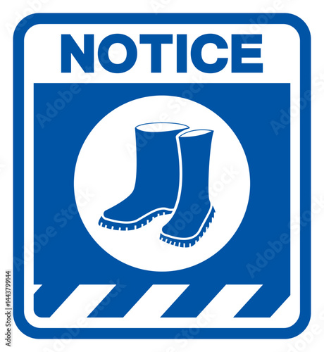 Notice Wear Foot Protection Symbol Sign,Vector Illustration, Isolated On White Background Label. EPS10
