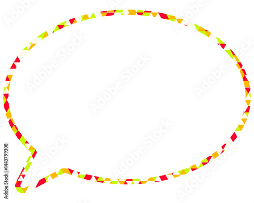 ステンドグラス風吹き出し　三角形模様　丸形