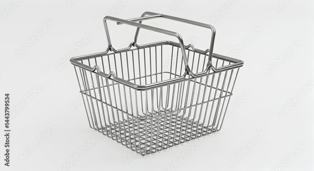 Metal Shopping Basket isolated on white background