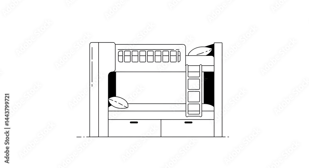 Bunk Bed isolated on white background