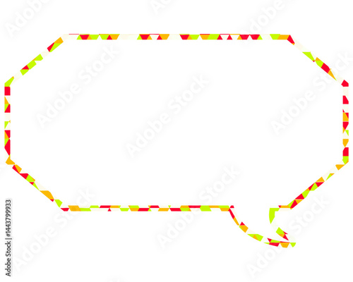 ステンドグラス風吹き出し　三角形模様　細長い八角形