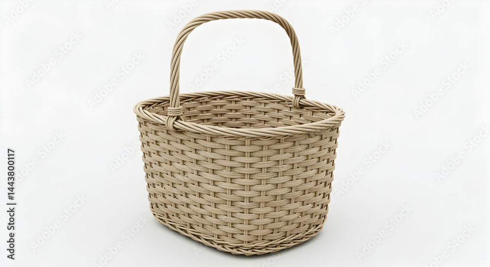 Wicker Basket Isolated on White Background