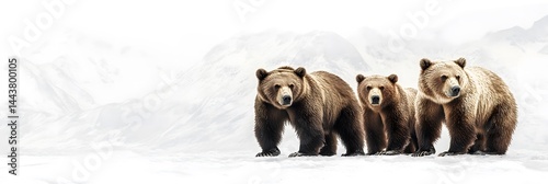 Obraz na płótnie Majestic Bears Wildlife Banner Panorama for Stunning Visuals , on white w salonie