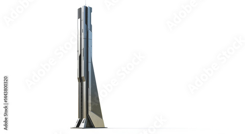 Obraz na płótnie Futuristic Tower Building Isolated on White Background w salonie