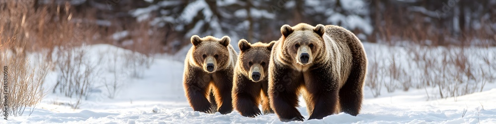 Majestic Bears Wildlife Banner Panorama for Stunning Visuals , on white