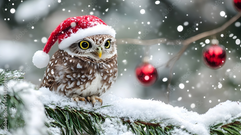 owl christmas Christmas collection long header banner format panorama website header banner high quality photo animal, decoration, season, bird