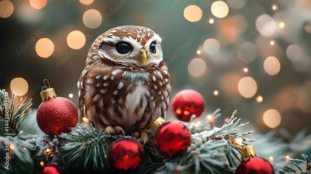 owl christmas Christmas collection long header banner format panorama website header banner high quality photo animal, decoration, season, bird