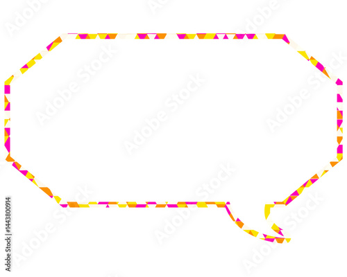 ステンドグラス風吹き出し　三角形模様　細長い八角形
