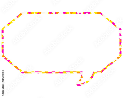 ステンドグラス風吹き出し　三角形模様　細長い八角形