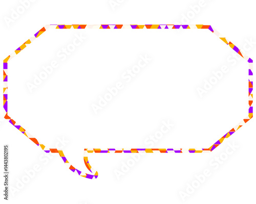 ステンドグラス風吹き出し　三角形模様　細長い八角形