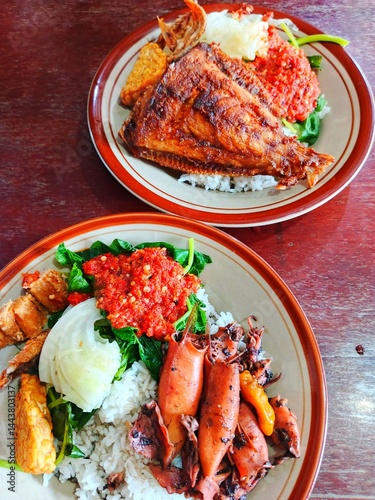 Nasi tempong is a traditional dish from Banyuwangi, East Java, Indonesia. The name 