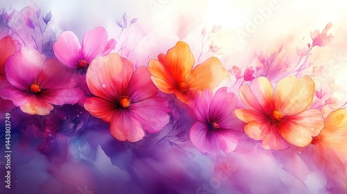 Delicate, vibrant floral watercolor painting